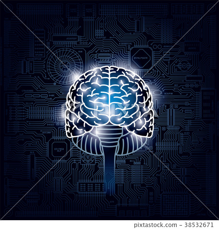 Image of brain and integrated circuit Image of brain and integrated circuit 38532671
