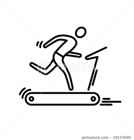 Thin line icon. Treadmill running man cardio Thin line icon. Treadmill running man cardio 38533690