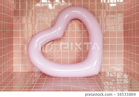 pink heart bubble shape on pink rose colour tone 38533869