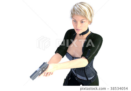 持槍的女人形象，如刺客（向上剪） 38534054
