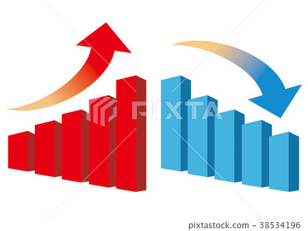 Graph Red Blue Up Down Two Stock Illustration