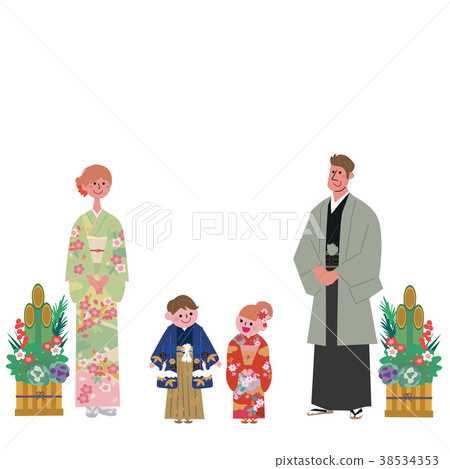 Kimono family illustration Kimono family illustration 38534353