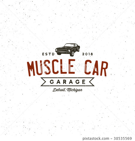 vintage muscle car garage logo. vector vintage muscle car garage logo. vector 38535569