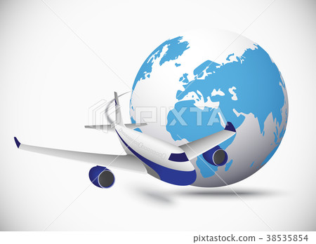 Airliner with globe in the white background 38535854