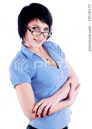 Attractive smiling girl in spectacles 38536137
