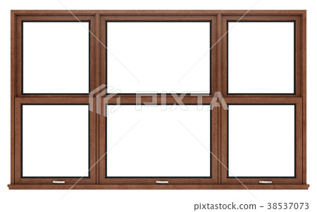brown wooden window isolated on white background 38537073