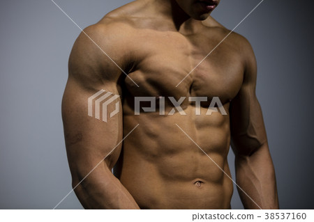 Fitness Model Torso With Pectoral Muscles Flexed Fitness Model Torso With Pectoral Muscles Flexed 38537160