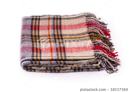 Colore winter wool scarf with pattern on white. Colore winter wool scarf with pattern on white. 38537369