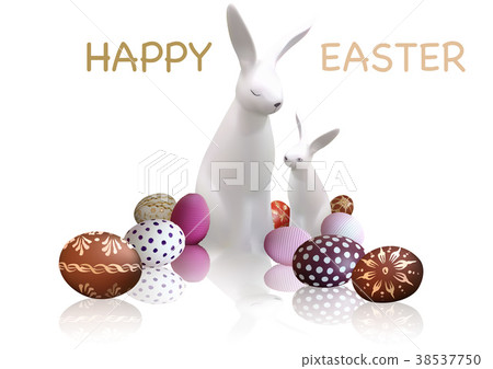 Easter Greeting Card with White Bunnies 38537750