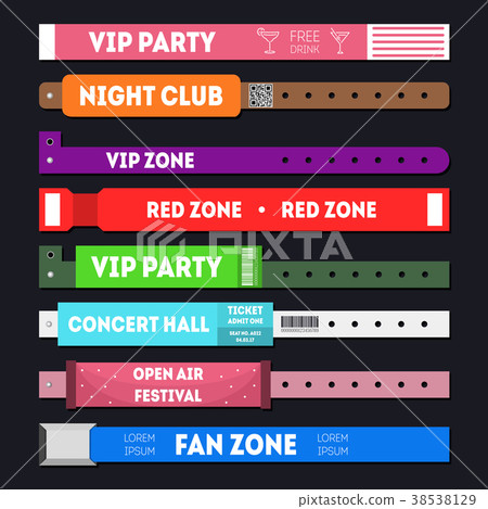 Cartoon Event Bracelet Template Set. Vector Cartoon Event Bracelet Template Set. Vector 38538129