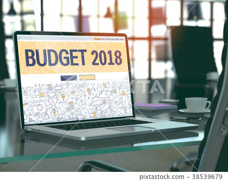 Budget 2018 Concept on Laptop Screen. 3d 38539679