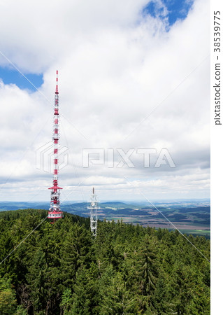 Two telecommunication towers communication 38539775