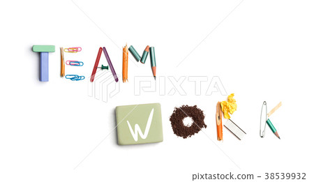 The words team work created from office stationery The words team work created from office stationery 38539932