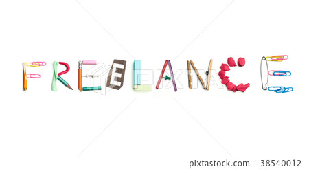 The word freelance created from office stationery. 38540012
