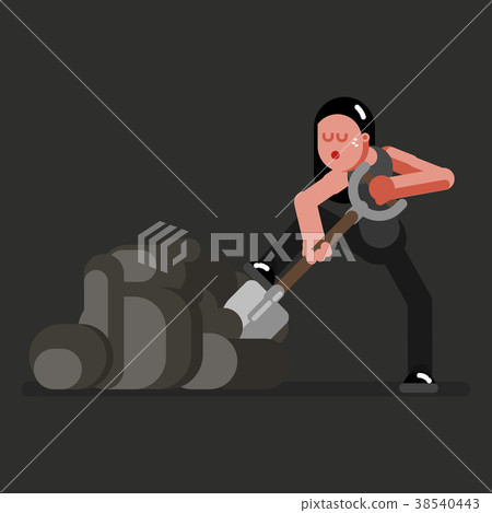 Miner girl with shovel 38540443