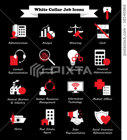 White Collar Job - White And Red Flat Icons 38540968