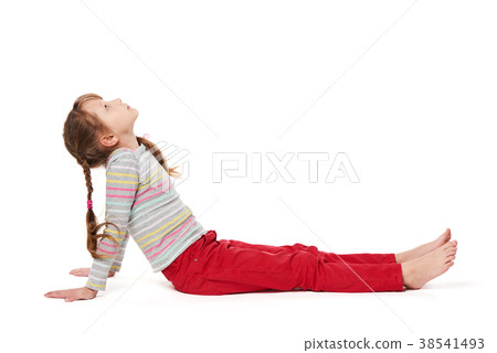 Child girl sitting on the floor looking up Child girl sitting on the floor looking up 38541493