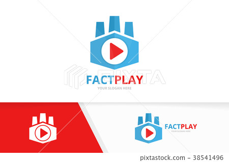 Vector button play and factory logo combination Vector button play and factory logo combination 38541496