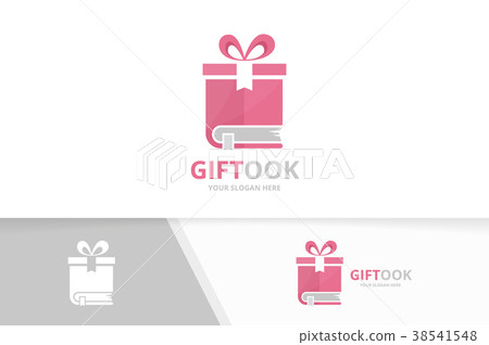 Vector book and gift logo combination. Present and 38541548