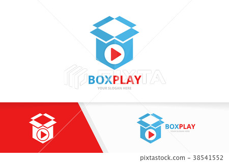 Vector button play and box logo combination 38541552