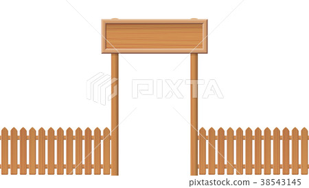 Entrance Gate Wooden Fence Blank Sign Entrance Gate Wooden Fence Blank Sign 38543145