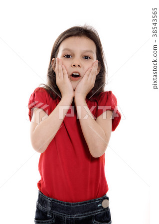 Surprised Little Girl on white background 38543565