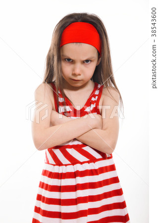 Angry Little Girl on light background Angry Little Girl on light background 38543600