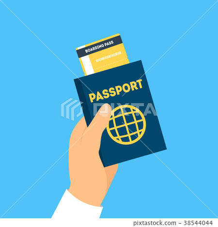 Cartoon Hand Holding Passport and Boarding Pass Cartoon Hand Holding Passport and Boarding Pass 38544044