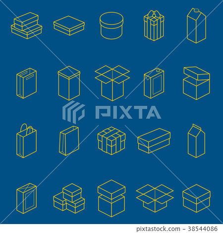 Boxes Thin Line Icon Set. Vector - Stock Illustration [38544086] - PIXTA