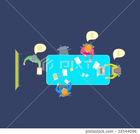 Cartoon Teamwork Brainstorming Top View. Vector Cartoon Teamwork Brainstorming Top View. Vector 38544096