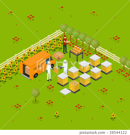 Beekeeping Apiary Farm Concept Isometric View Beekeeping Apiary Farm Concept Isometric View 38544122