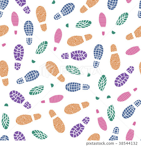 Black Footprints Silhouette Seamless Pattern 38544132