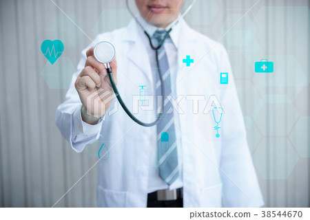 Portrait of doctor holding stethoscope Portrait of doctor holding stethoscope 38544670
