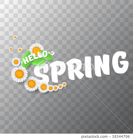 vector hello spring cut paper banner with text and 38544706