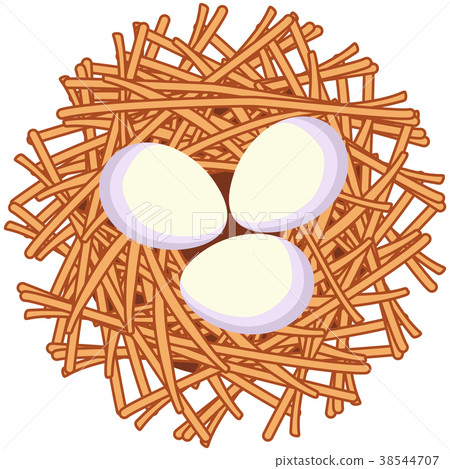 Cartoon white egg nest icon poster. 38544707