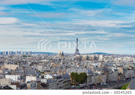 skyline of Paris with eiffel tower skyline of Paris with eiffel tower 38545265