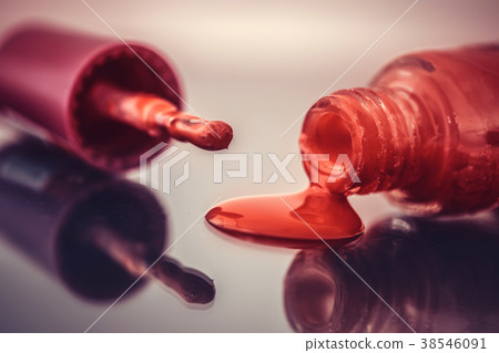 Close up bottles of  color bright fashion  polish 38546091