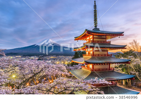 Mt. Fuji and Pagoda 38546996