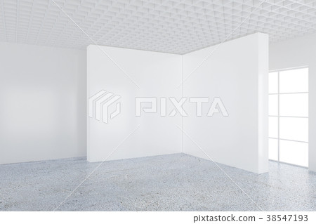 Large white billboard standing near a window in a 38547193