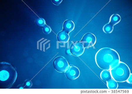 Human or animal cells on blue background. Concept 38547569