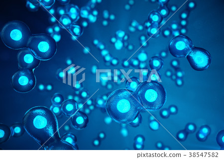 Human or animal cells on blue background. Concept Human or animal cells on blue background. Concept 38547582