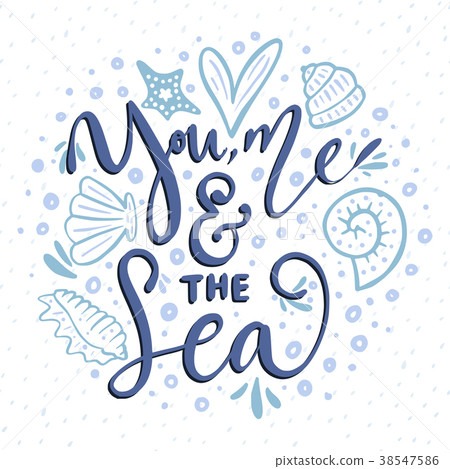 You, me the sea. Vector card 38547586