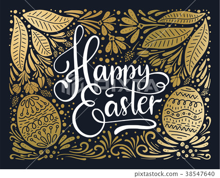 Easter vector lettering card. 38547640