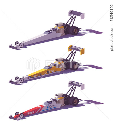 Vector low poly top fuel dragsters Vector low poly top fuel dragsters 38549102