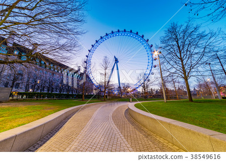 Evening view of the London eye ferris wheel Evening view of the London eye ferris wheel 38549616