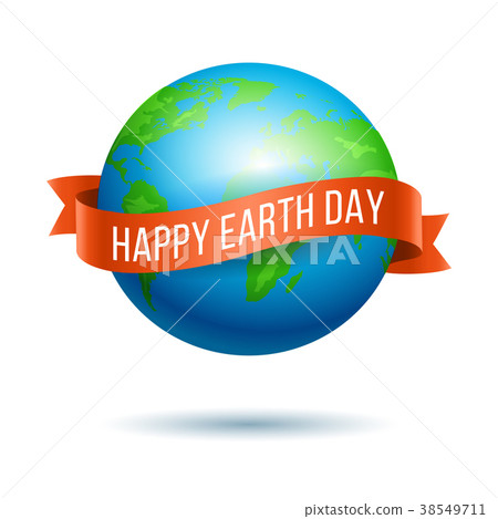 Earth Day globe with red ribbon - Stock Illustration [38549711] - PIXTA