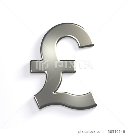 Silver Pound Symbol. 3D Render Illustration 38550246