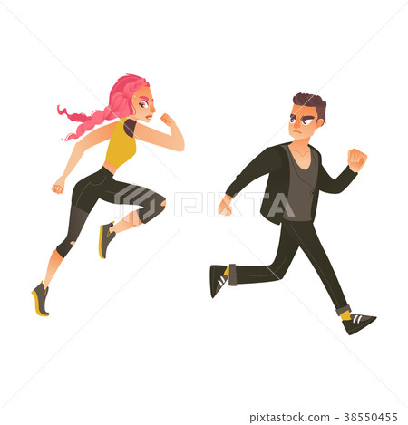 Vector cartoon ranaway people set Vector cartoon ranaway people set 38550455