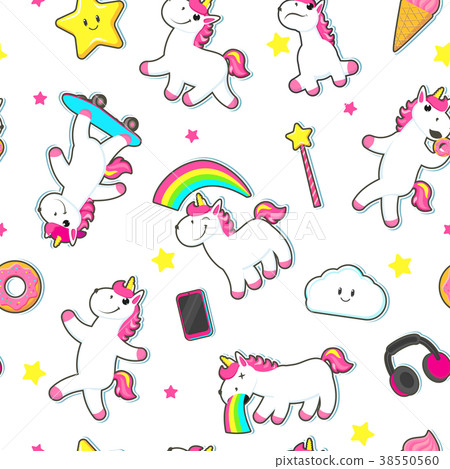 Seamless pattern with cute unicorn characters Seamless pattern with cute unicorn characters 38550560
