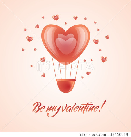 Vector happy valentines day hot air heart balloon - Stock Illustration ...